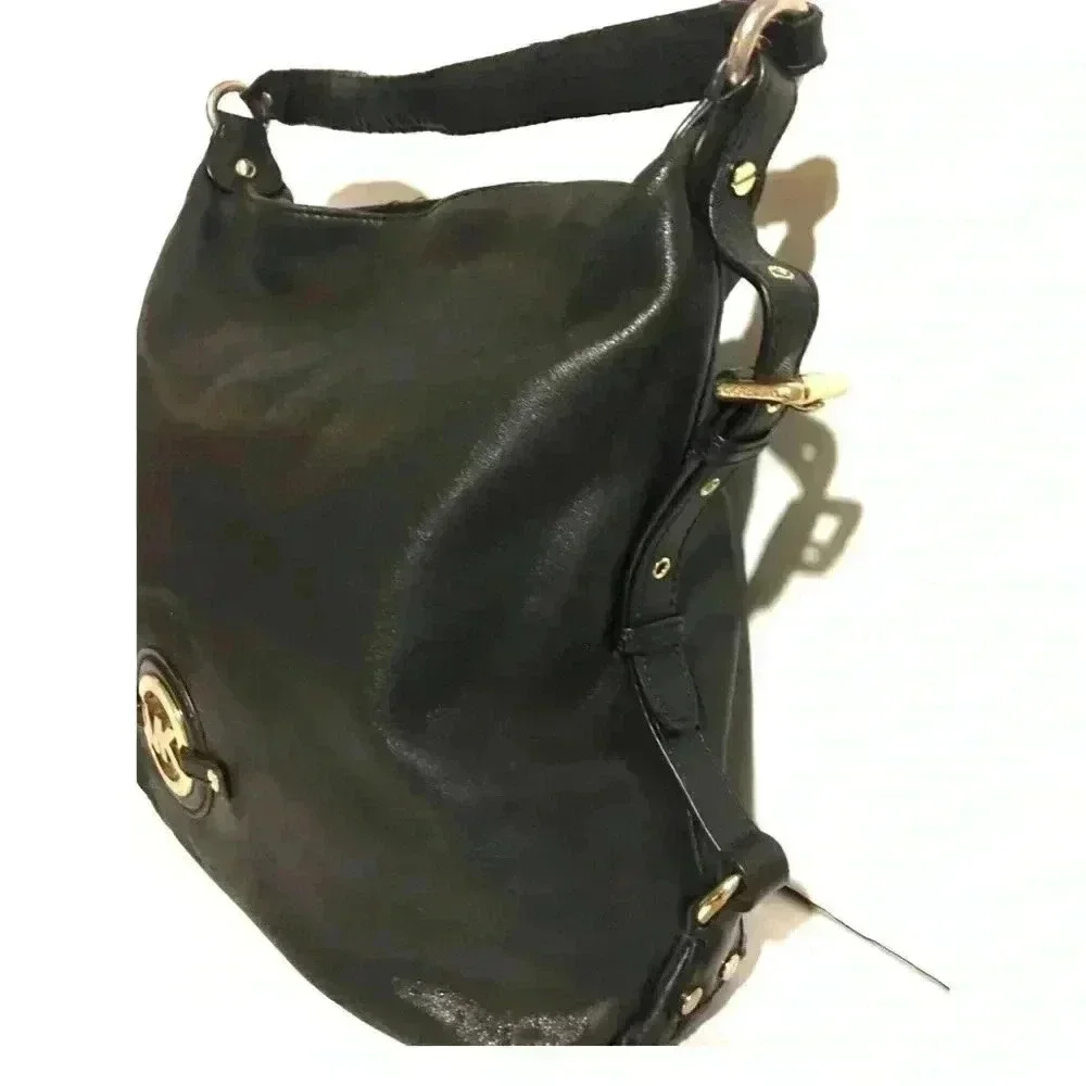 Michael kors black leather hobo handbag